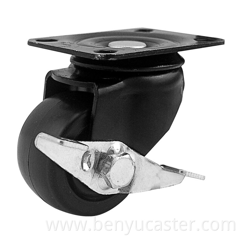 2 " Low Weight Core Heavy Duty Casters Low Cowboy Universal Casters Nylon Wheel with Side Brake